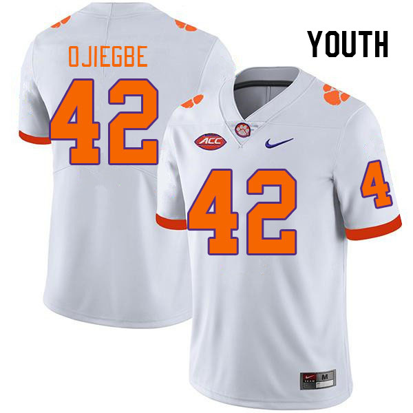 Youth #42 David Ojiegbe Clemson Tigers College Football Jerseys Stitched Sale-White - Click Image to Close